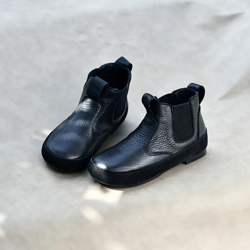 

Dolakids 2022 new children's boot soft cowhide boot Girl's Korean version Baby's Autumn winter boot single cotton boot Princess