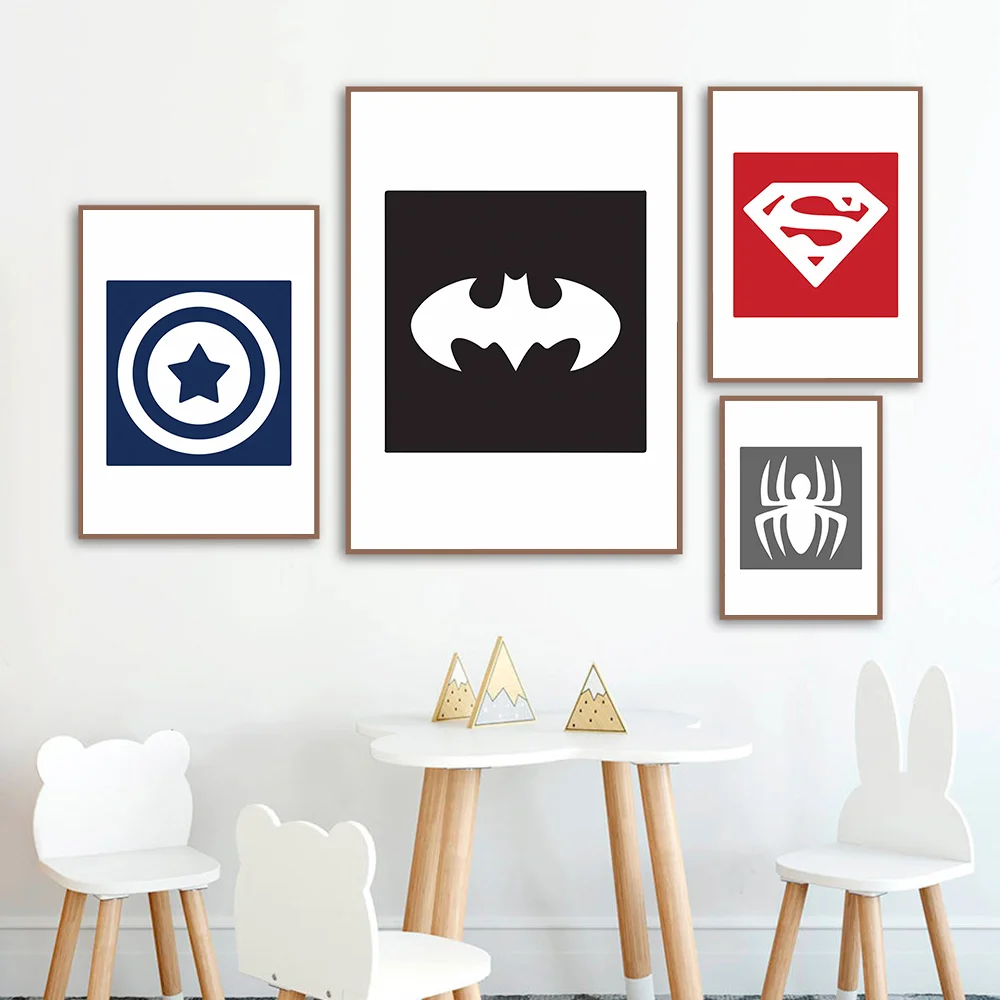 Синий мультфильм летучая мышь стены художественный постер картина Babi Северный