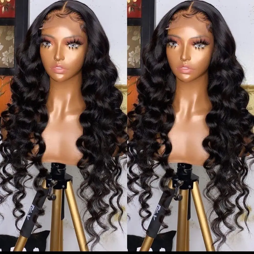 Свободные пряди волос с глубокой волной фронтальной естественной черной