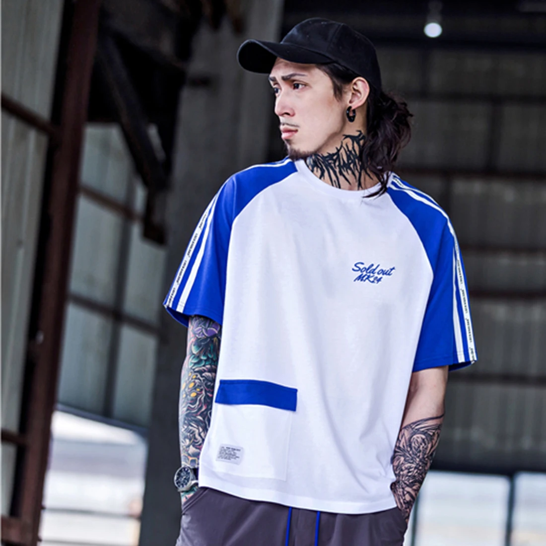 Aelfric Eden Новая модная разноцветная контрастная Футболка для мужчин Cooton Harajuku