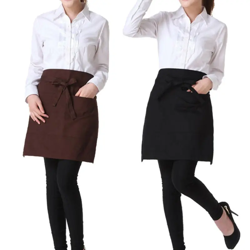 Унисекс шеф-поваров талия карманный фартук для бистро официантка бариста бара