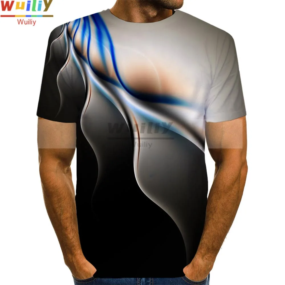 

Men Graphic T Shirts Round Neck 3D Print Summer Short Sleeve Daily Tops Psychedelic Stripe Tees