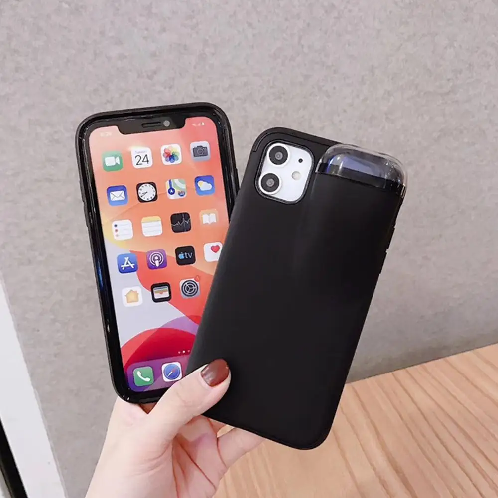 2 в 1 чехол для телефона Airpods iPhone 11 Pro Max Xs XR 8 7 Plus силиконовый держатель AirPods крышка