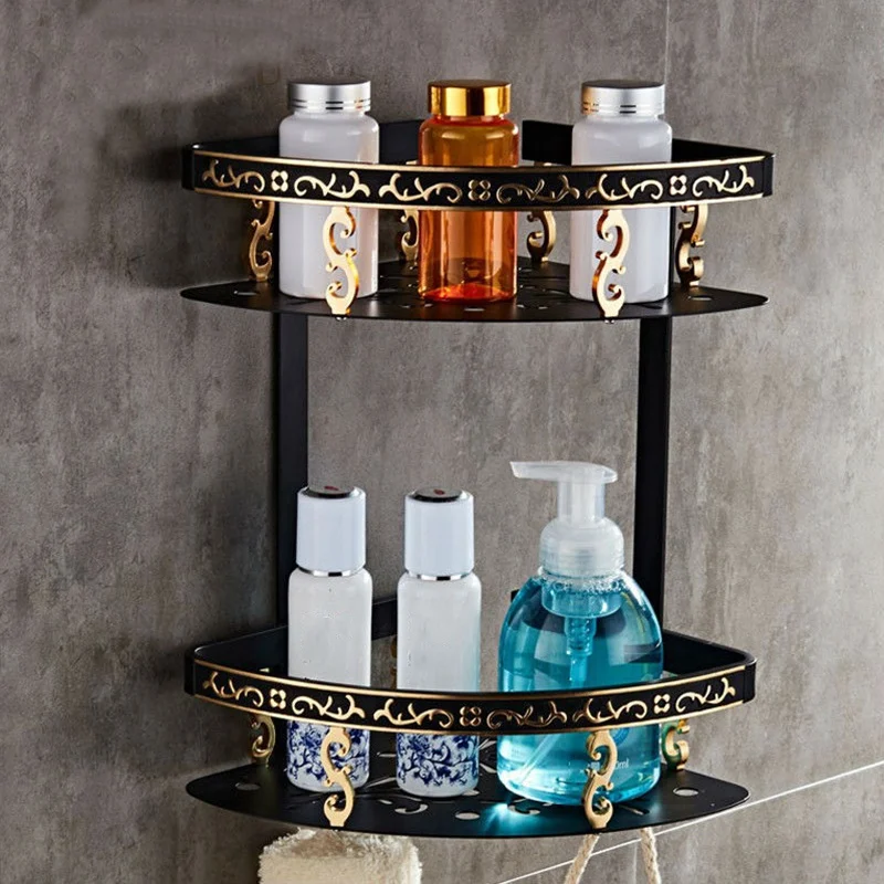 Промо-акция! Полки 2 слоя антикварная металлическая угловая полка для душа