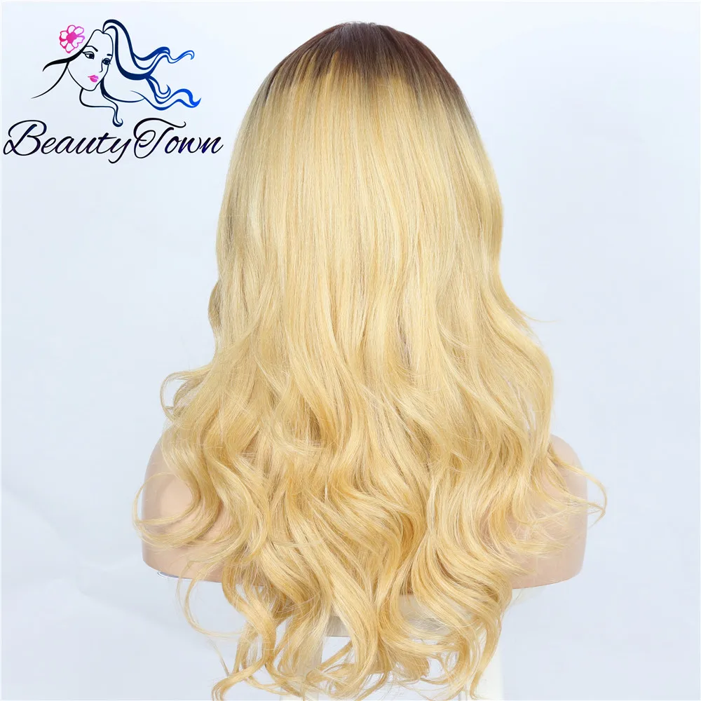 BeautyTown темно-желтый волнистый синтетический парик с эффектом омбре Yaki для белых