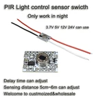 Переключатель датчика движения с PIR светильник индикатором, 3,7 в, 5 В, 12 В, 24 В, ВКЛ.ВЫКЛ. На фотодетекторе, умный переключатель работает только ночью