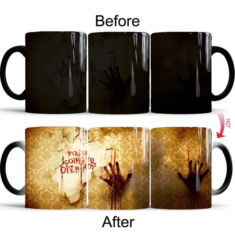 New 1Pcs 350mL The Walking Dead Mug Color Changing Heat Sensitive Ceramic Coffee Milk Tea Magic Cup Birthday Gifts for Friends | Дом и сад
