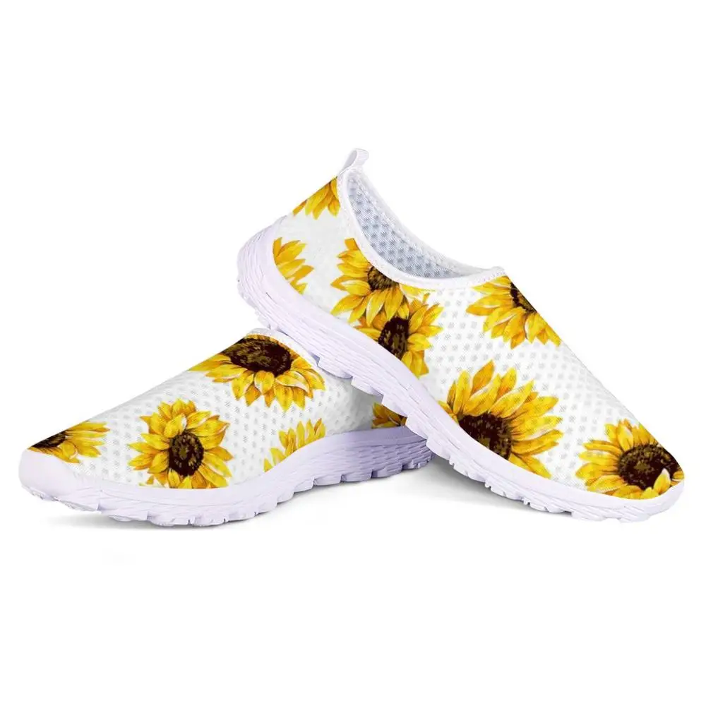 FORUDESIGNS/желтый цветок Sunfloral Лето Футболка с принтом Женская дышащая обувь на