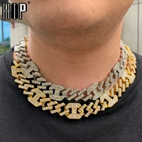hip hop 17mm bling aaa iced out alloy rhinestones coffee bean prong cuban link chain necklace for men jewelry