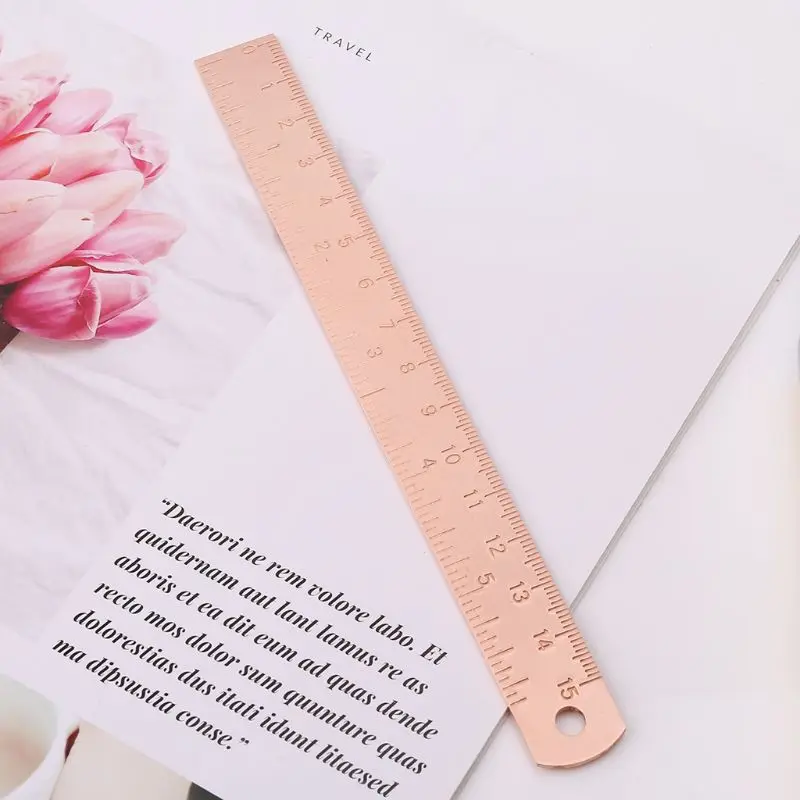 

Vintage Copper Brass Ruler Bookmark Label Book Mark Cartography Painting Measuring Tool Office School Stationery