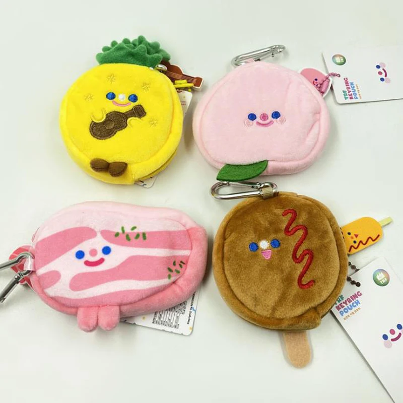 

1 шт. милые животные персик ананас Плюшевые мешочки для монет свиная еда сумка для хранения наушников ключей подвеска брелок плюшевые игруш...