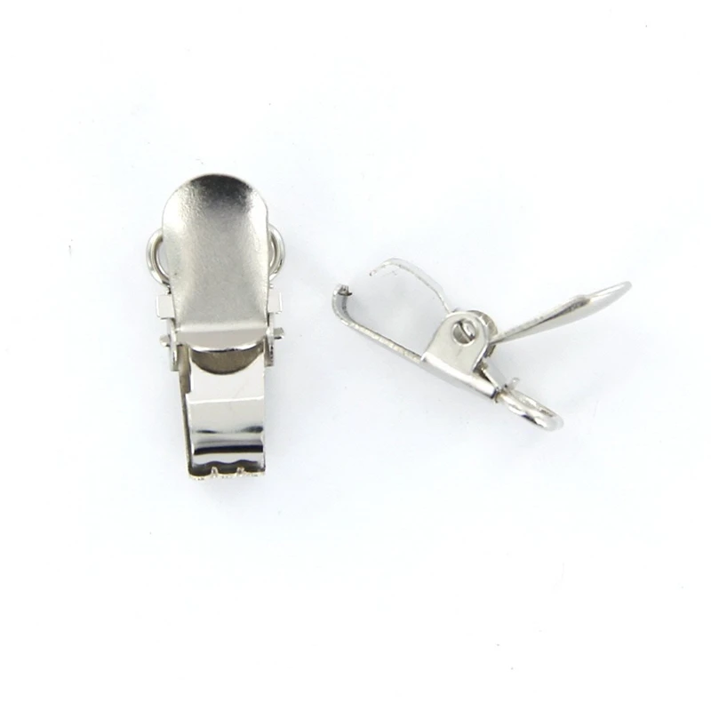 

20pcs 11mm Webbing Hook Pacifier Suspender Clips for Craft - Silver