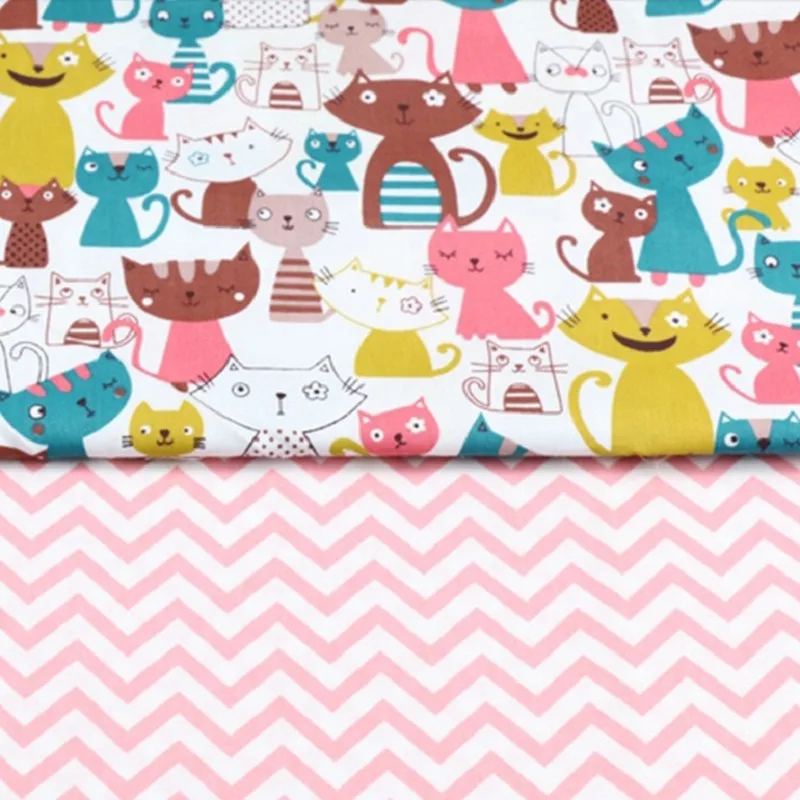 

2 PCs/set of Cotton Cartoon Printed Cloth Handmade Diy Patchwork Children's Bedding Polka Dot Fabric Printed Cotton for Sewing