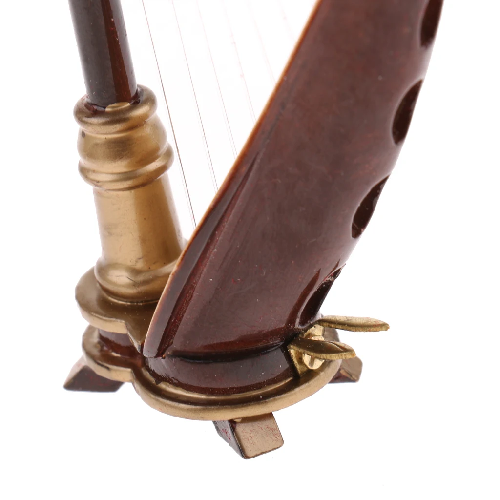 

Dollhouse Musical Instrument Collectible, Wood 8-Strings Harp 1/12 Scale, Home Office Display Realistic Model