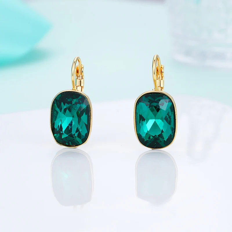 gold-green Женские квадратные серьги-гвоздики MAIKALE, большие винтажные разноцветные серьги с австрийским кристаллом из фианита, ювелирные изделия со стразами для вечеринки - Окраска металла: gold-green