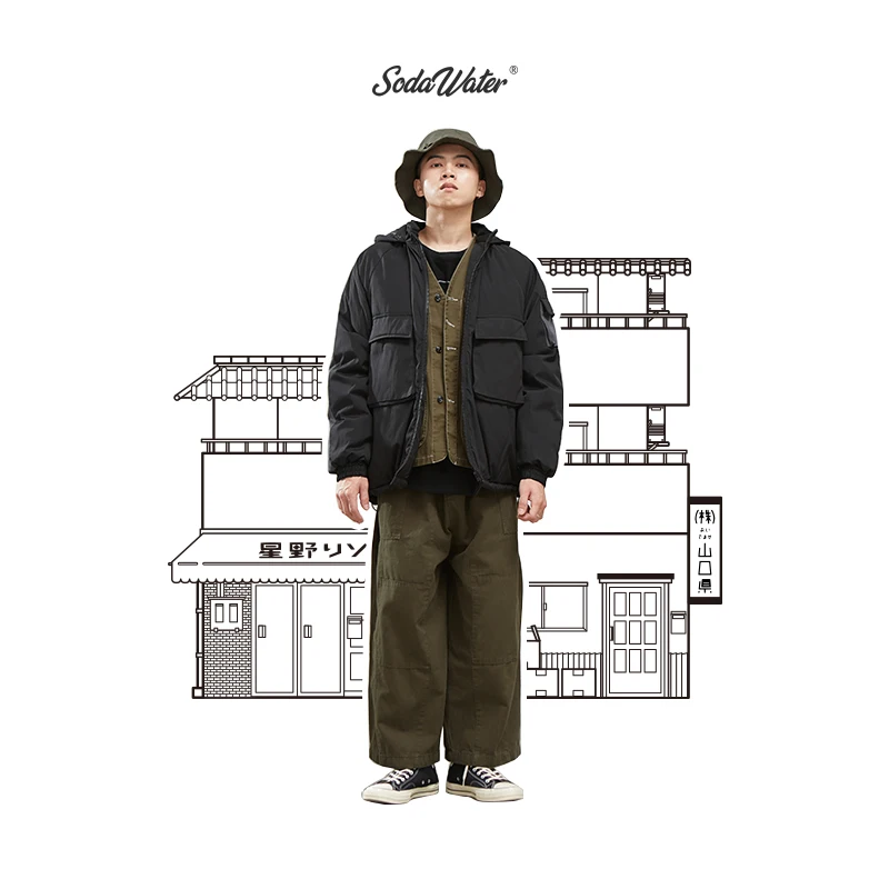 SODAWATER мужское Брендовое цветное зимнее пальто в стиле хип-хоп свободный крой