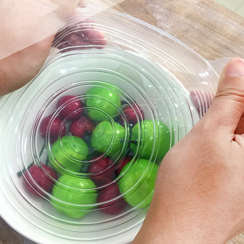 

6pcs Silicone Lids Stretch Lid Universal Bowl Cover Pot Pan Wrap Fresh Sealer Microwave Covers Kitchen Accessories