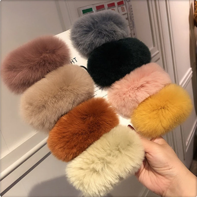 

Warm Winter Plush Hairpin Temperament Female Hair Accessories Imitation rabbit furry BB Hair Clip for DIY handmade Hair clip