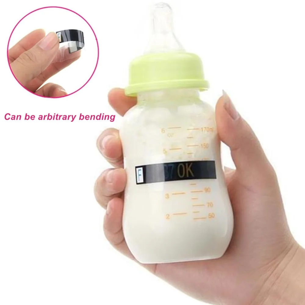 3 uds beb&eacute; term&oacute;metro para botella de leche de los ni&ntilde;os botella de leche botella de Prueba de Temperatura tira de papel de la etiqueta engomada de medici&oacute;n de temperatura de la tarjeta-0
