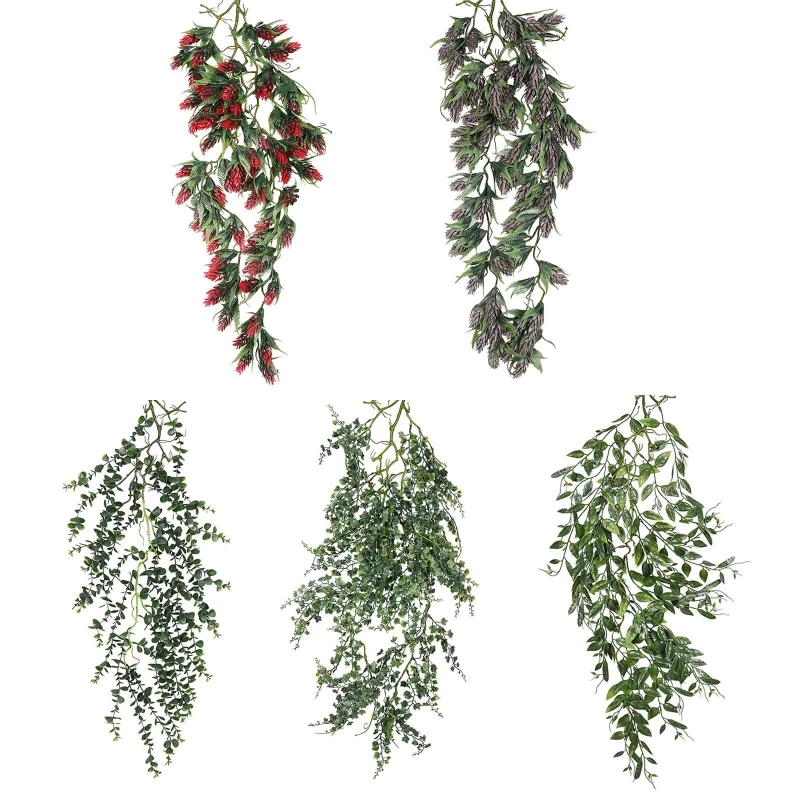 

Artificial Hanging Vines Plants Fake Ferns for Outdoor UV Resistant Wall Indoor Hanging Baskets Wedding Garland Decoration