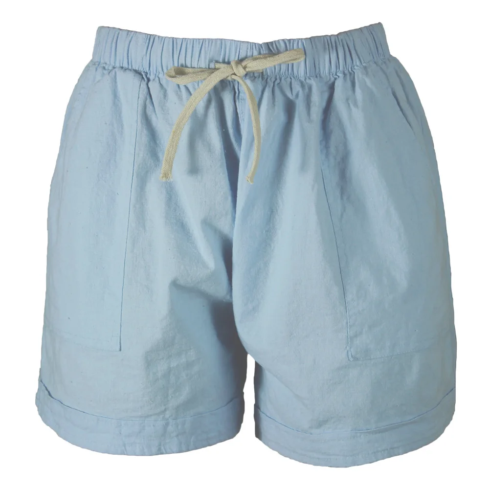 Шорты женские из хлопка и льна повседневные короткие штаны на шнуровке с 4