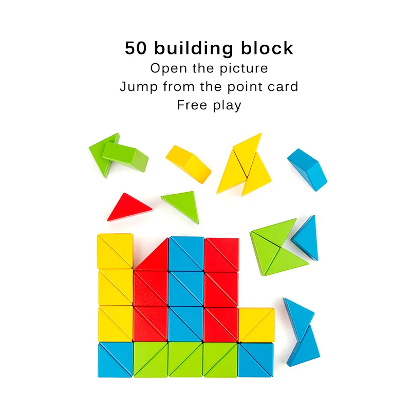 

Wooden Pattern Block Set Creative Triangle Thinking Training Puzzle Blocks Parent Child Interaction Game Pattern Block Set