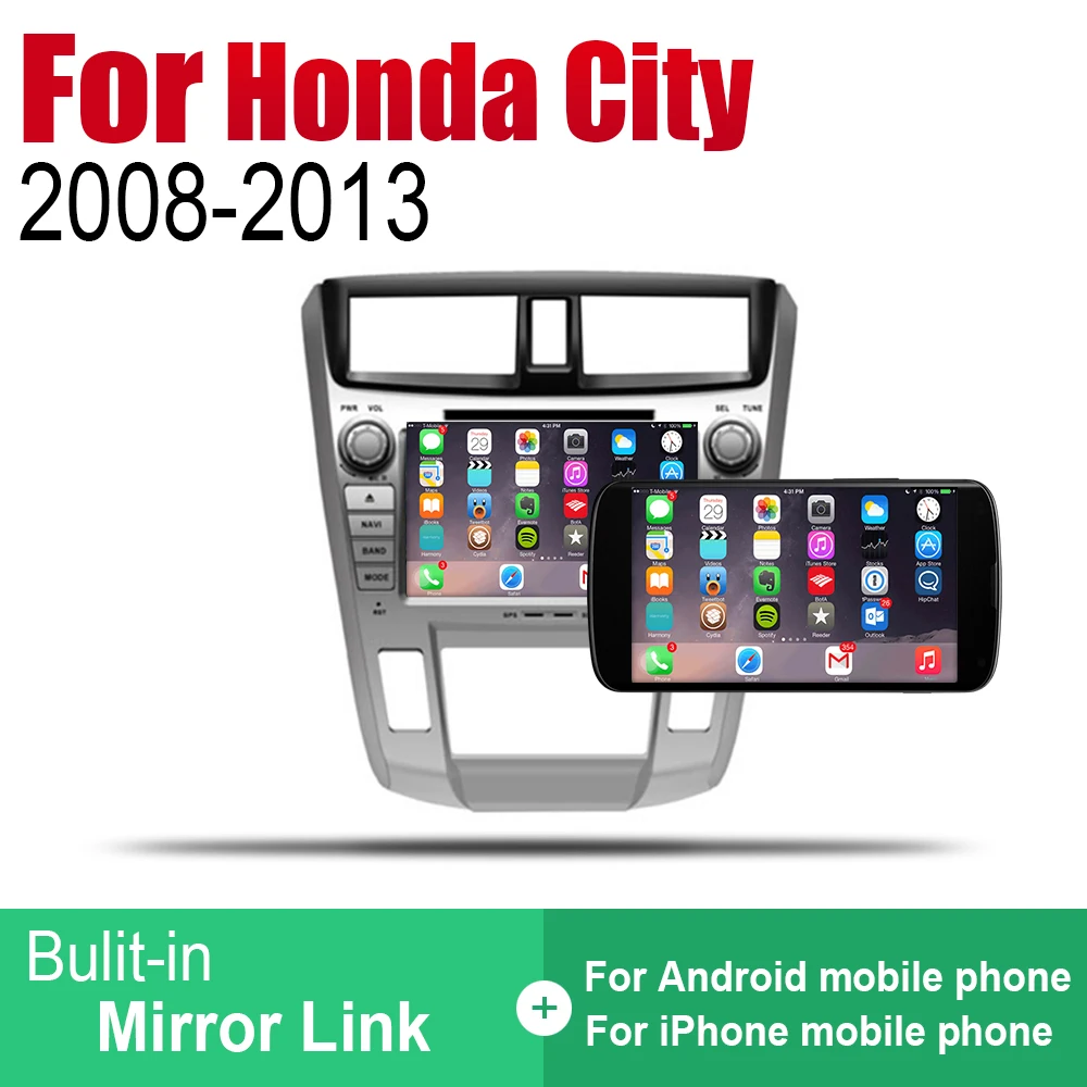Автомобильный DVD плеер GPS навигация для Honda City 2008 ~ 2013 автомобильный Android