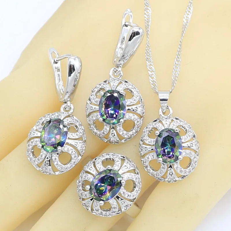 Комплект из колье серёг и браслета серебристого цвета|Ювелирные наборы для