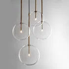 Стеклянная люстра для ресторана в скандинавском стиле, светодиодная прозрачная креативная простая лампа G4 с шариком, маленькая лампа с одной головкой