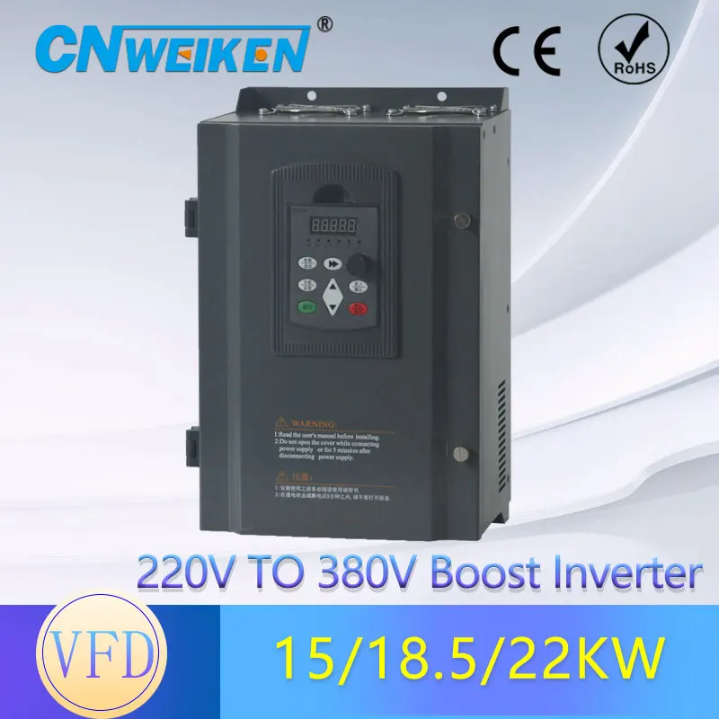 220V VFD Frequency Inverter Single-Phase Input to 3-Phase 380V 15KW-30KW Output Frequency Converter Variable Frequency Drive
