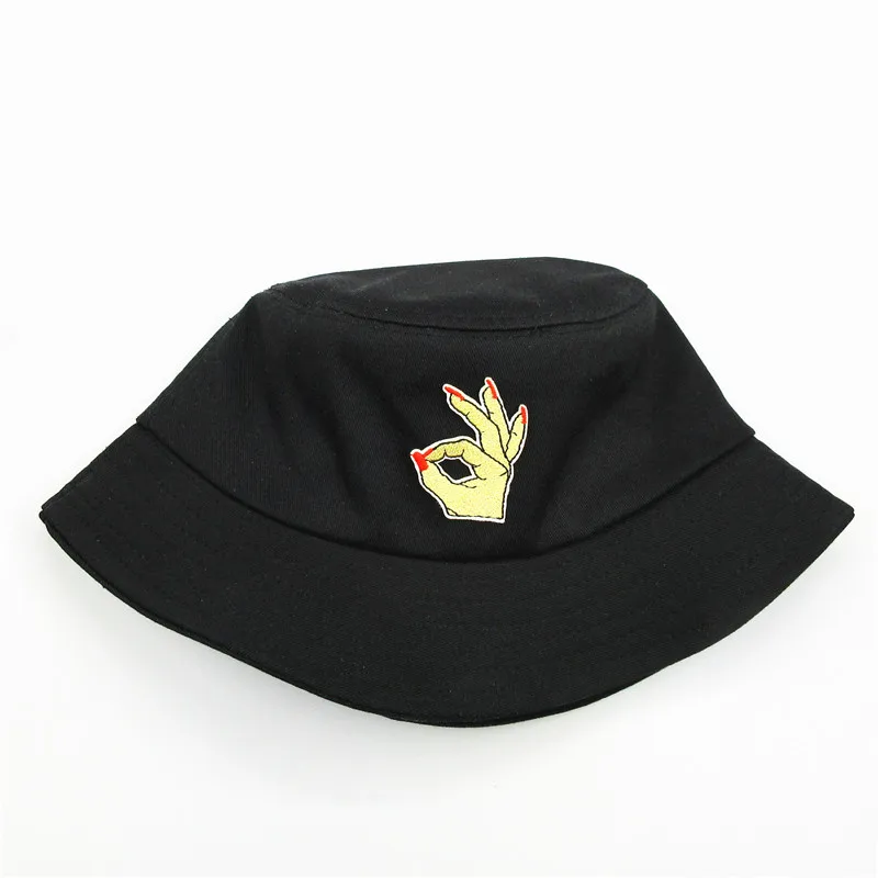 

2021 Ok хлопковая Панама с вышивкой жестами шляпа рыбака уличная дорожная шляпа Солнцезащитная шапка шляпы для мужчин и женщин мужские 296