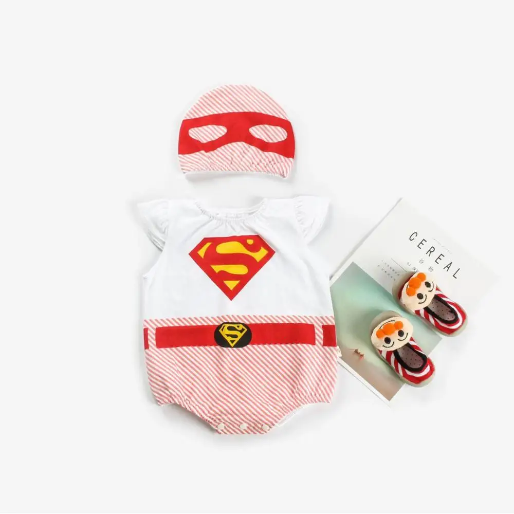 Superman Red Комбинезоны для новорожденных мальчиков и девочек; хлопковый цельный комбинезон с короткими рукавами; Детские костюмы Супермена; костюм супергероя - Цвет: Superman Red