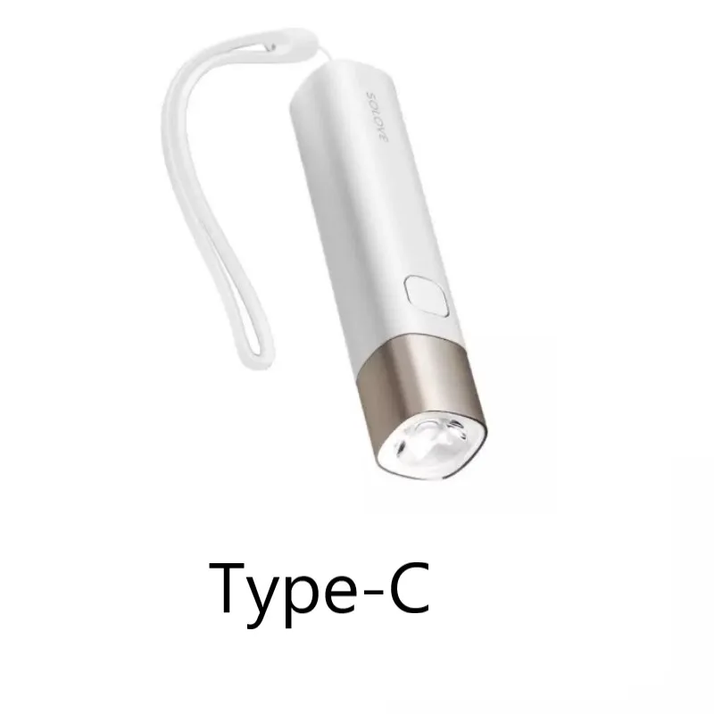Type-C White Xiaomi SOLOVE X3 X3S USB Перезаряжаемый яркий EDC фонарик 3000 мАч Внешний аккумулятор портативный мини светодиодный фонарь для наружного велосипеда - Цвет: Type-C White