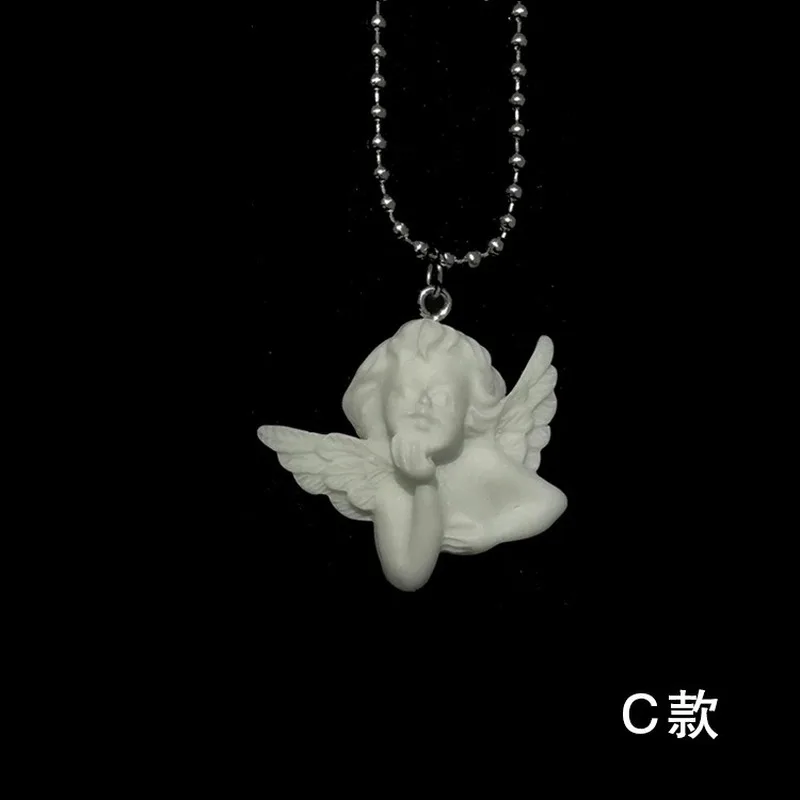 Милое ожерелье из нержавеющей стали с подвеской в форме Амура и ангела длинная