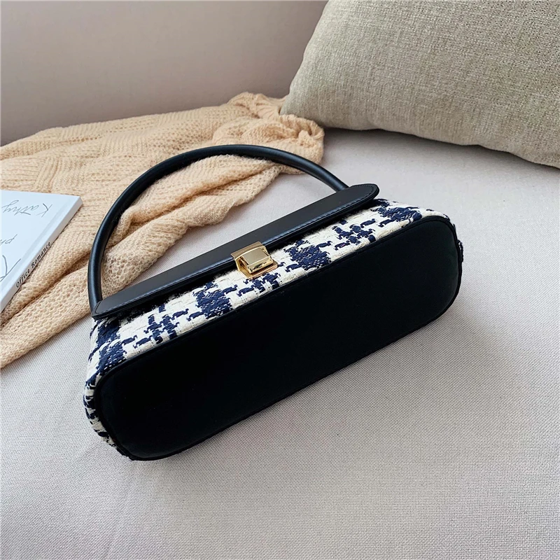 Зимняя шерстяная клетчатая маленькая сумка на плечо для женщин современные