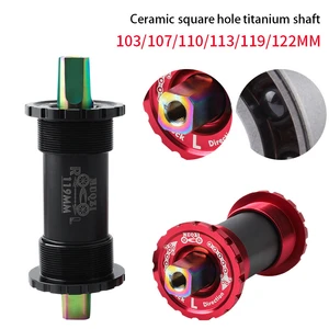 Mountain Bike Titanium Alloy Square Hole Ceramic Bottom Bracket 103/107/110/113/119/122mm Folding Road Bike Bottom Brackets