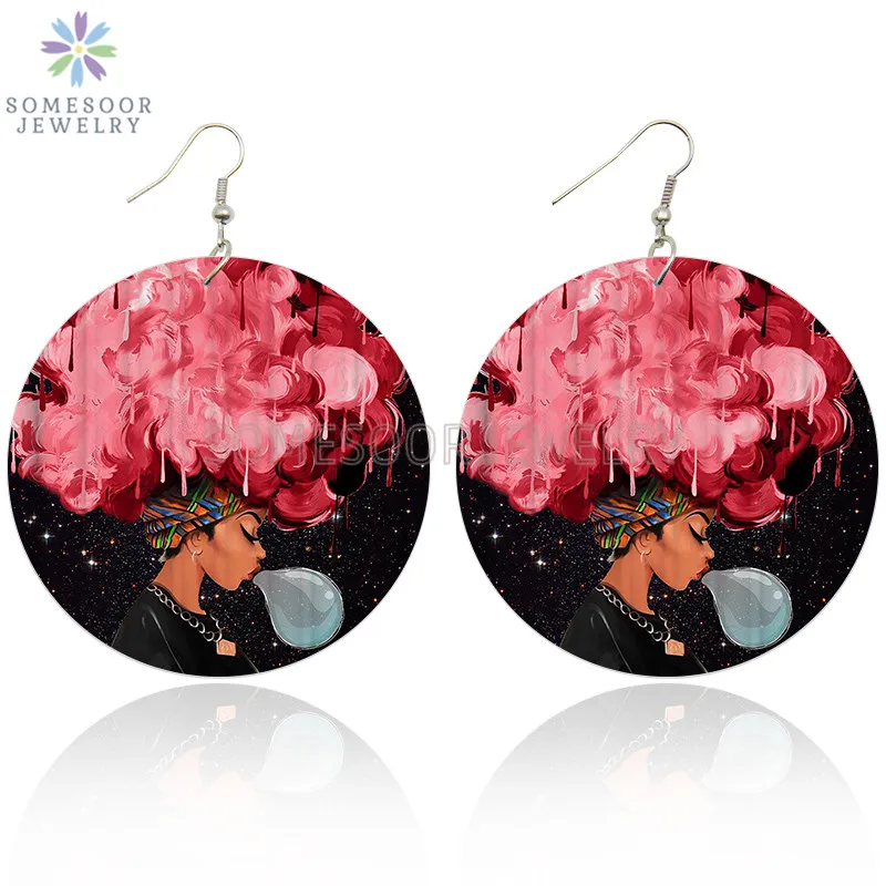 SOMESOOR деревянные висячие серьги с принтом в виде жвачки для девушек стиле афро