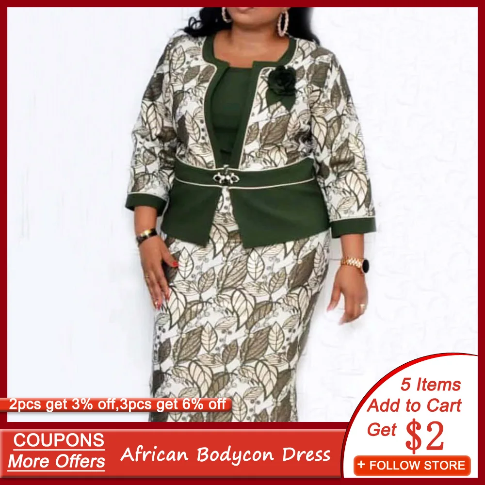 Зеленый лист печати облегающее вечерние платье летний комплект из туфель и