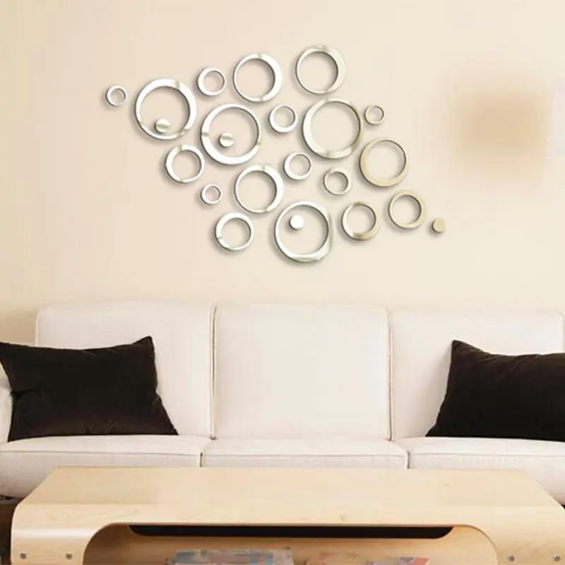 

Silver DIY Acrylic Mirror Wall Stickers Heart Love Set For Living Room Bedroom Home Decals DIY Acrylic Decoration Wall Stickers