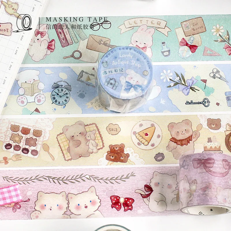 

Lovely Antique Series PET Tape Cute Animal Pattern Cartoon Masking Tapes Scrapbooking Journal Paper Craft Supplies Stationery