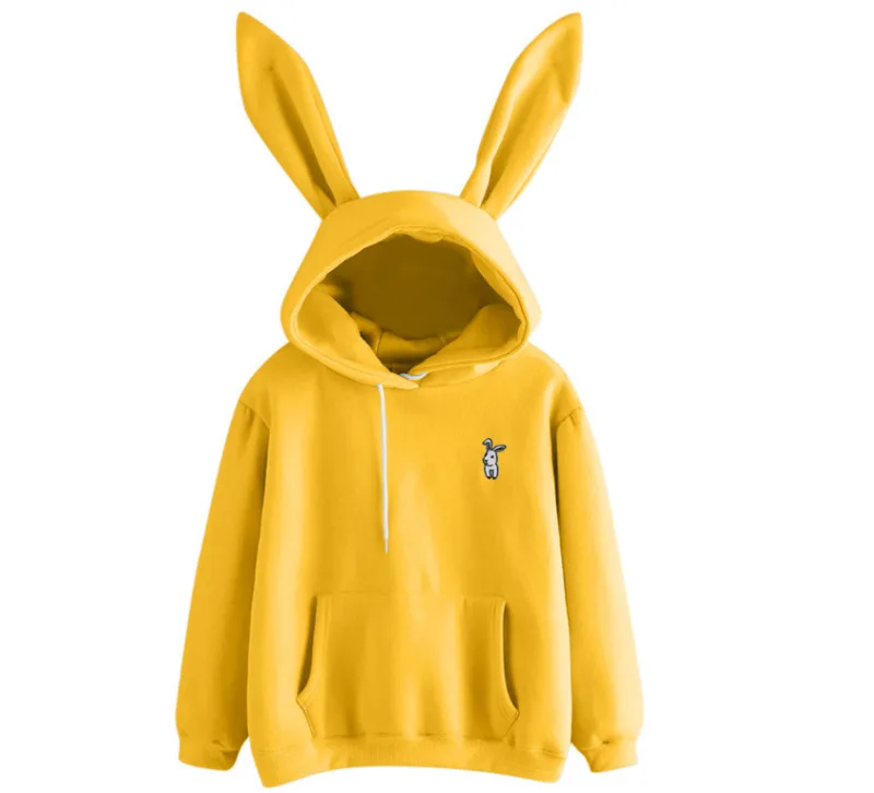 

Women Bunny Rabbit Ears Hoodie Hoody Ladies Winter Long Sleeve Pullover Cotton Plain Design Jumper Casual Tops Outwear