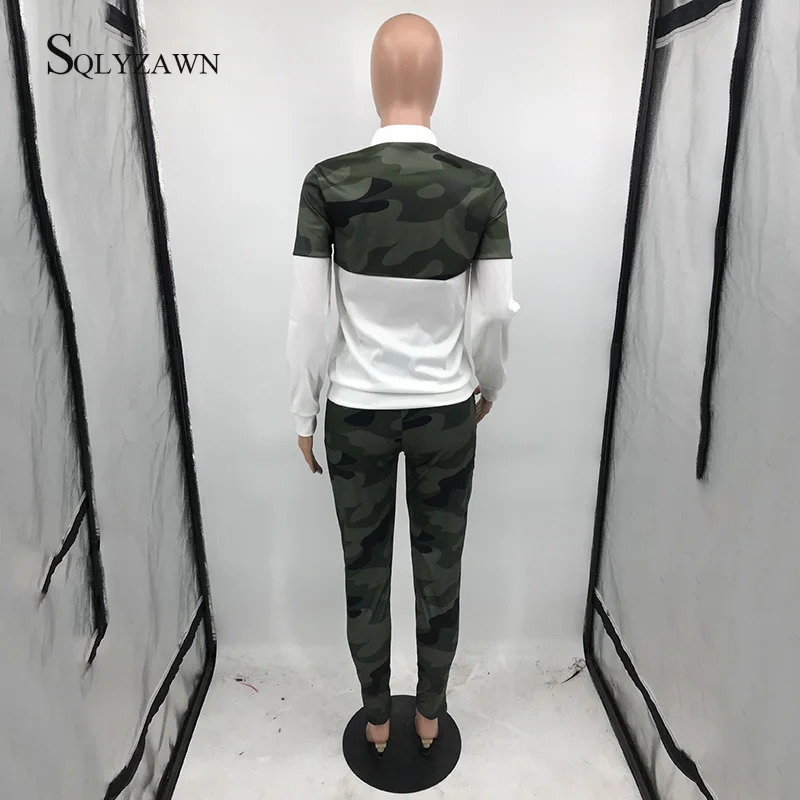 Женский спортивный костюм из двух предметов Белый свитшот с карманом спереди и