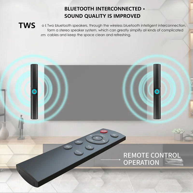 

Home theater TV Echo Wall 40W High Power Bluetooth Speaker TWS Tandide Stereo Surround Sound System music center caixa de som