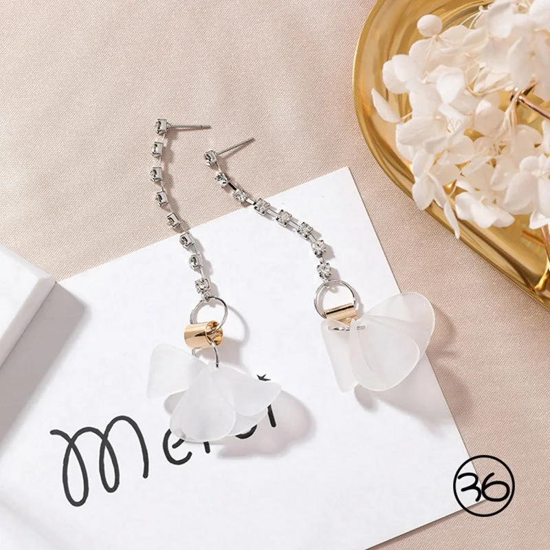 MENGJIQIAO новая мода праздник акриловая оболочка цветок Длинные Gemetric висячие серьги Mujer Moda прозрачные хрустальные ювелирные изделия