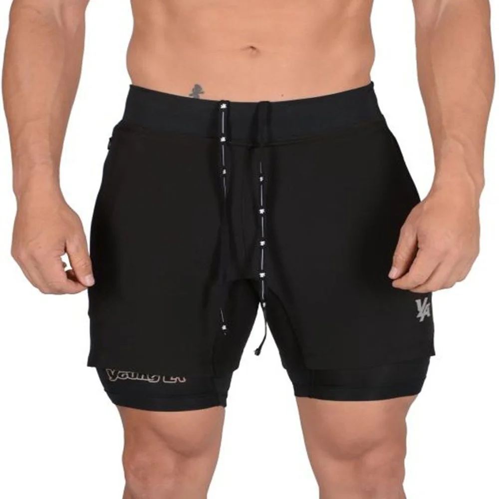 

New Running Shorts Summer Men's Gym Fitness Bodybuilding Training Quick-Drying Shorts Men's Jogging Running Sports 2-in-1 Shorts