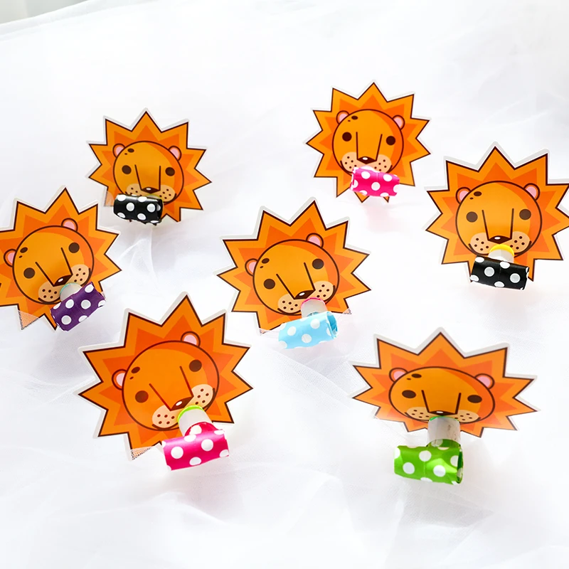 Silbatos de fiesta para ni&ntilde;os, juguetes de dibujos animados de animales para cumplea&ntilde;os, Decoraci&oacute;n de mesa de postre, juguete de ruido, 10 Uds.-3