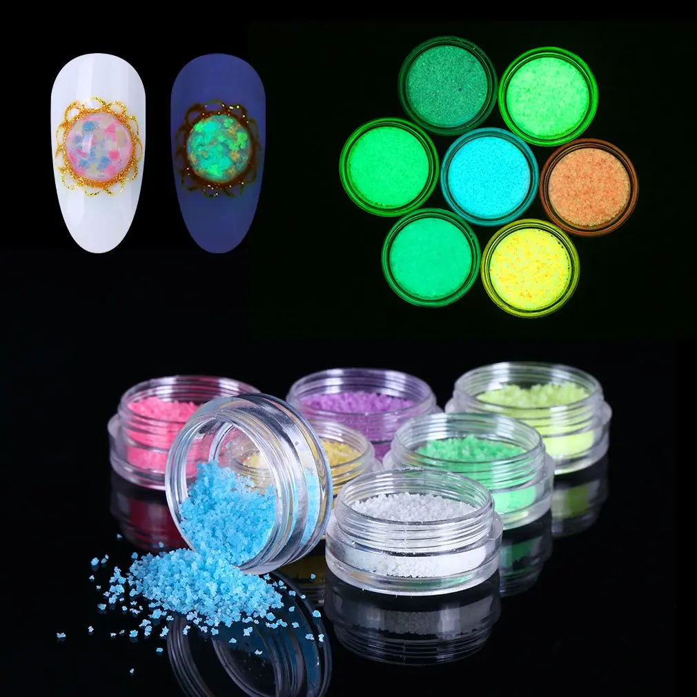 7 шт. Флуоресцентный порошок светится в темноте для ногтей светящийся неоновый