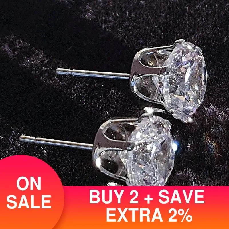 Рождество 925 стерлингового серебра 7 5 мм круглый 2 карат серьги с цирконием