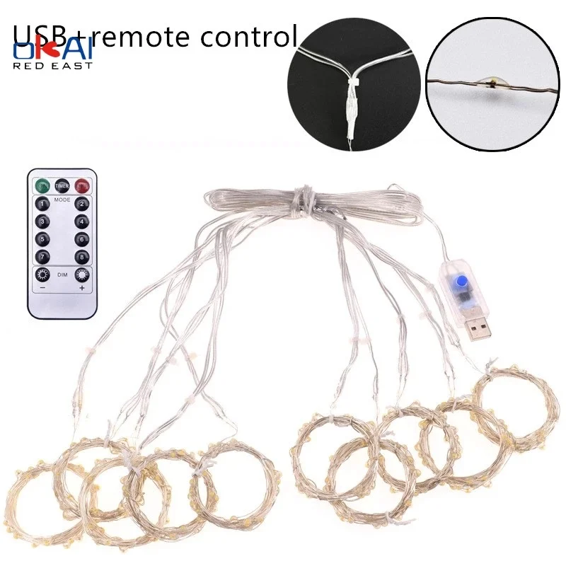 

3Mx3M USB LED Curtain String Lights 8 Modes Fairy Garland Remote Control for New Year Christmas Outdoor Wedding Home Decor.