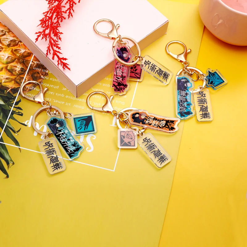 

Japanese anime Jujutsu Kaisen acrylic doll stand model three-piece key chain backpack pendant jewelry toy fan gift